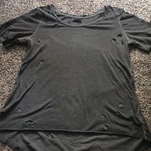 Grey, distressed short sleeve.